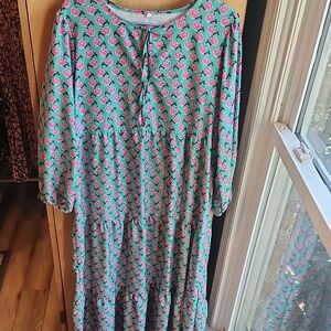 Floral Green and Pink Women's Dress